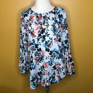 Van Heusen Shirt Floral Blouse Tunic L
